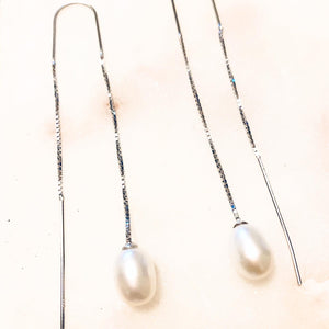 Sterling Silver Pearly Threader Earrings