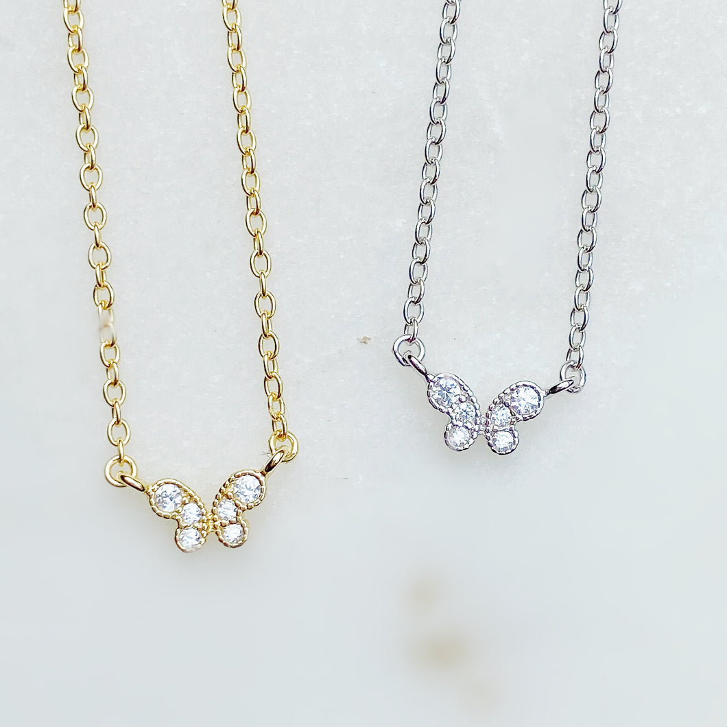 Mini Perfect CZ Butterfly Pendant Necklace