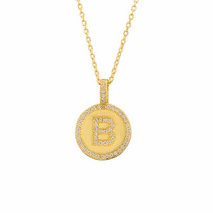 Round Disc Initial Necklace