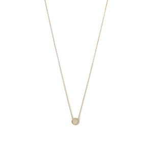 925 Sterling Silver/14KT Gold Plated Mini Created White Opal Necklace