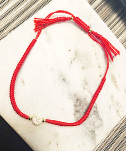 Pull Cord Pave Circle Bracelet