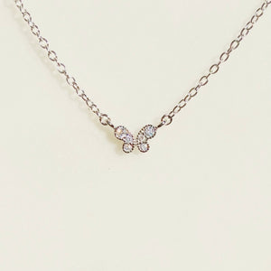 Mini Perfect CZ Butterfly Pendant Necklace