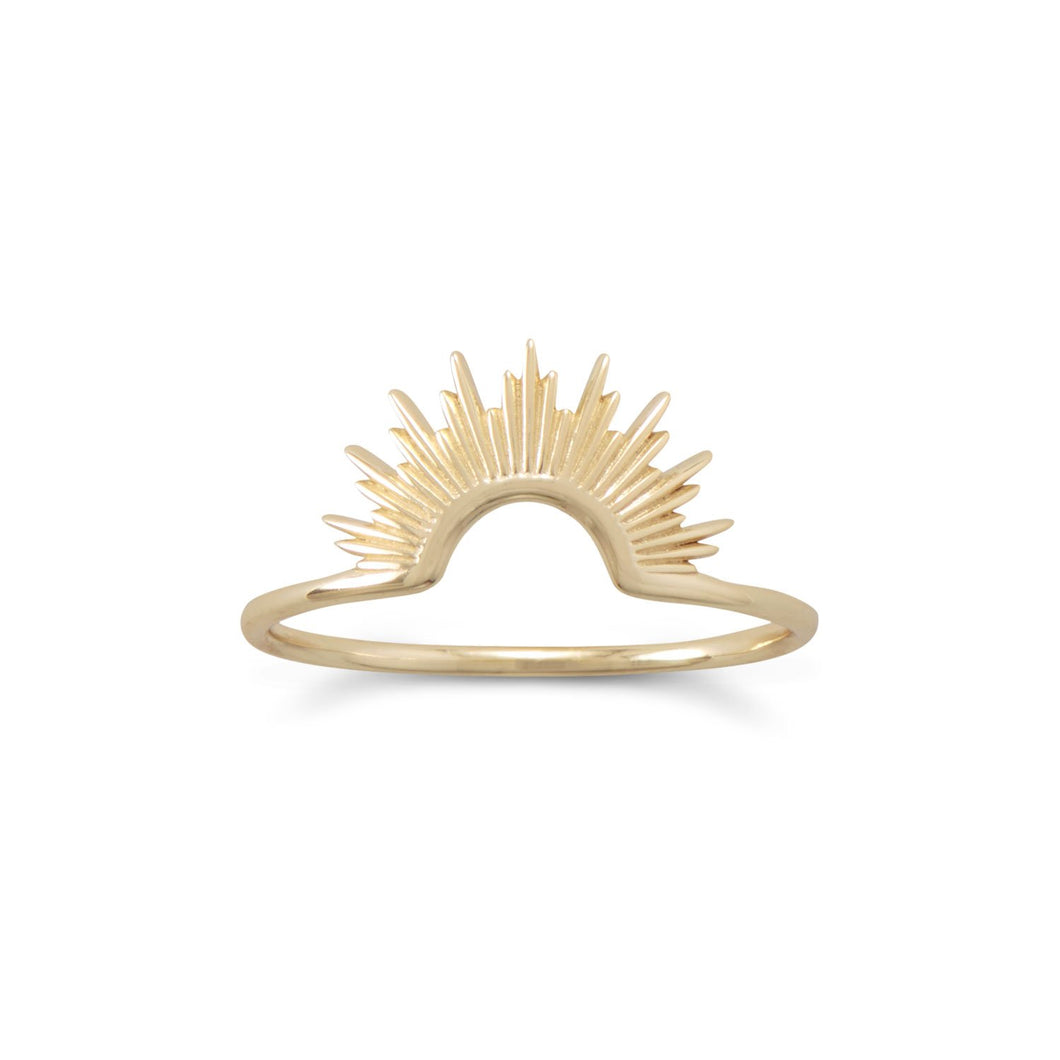 Sunburst 925 Sterling Silver/Gold Plated Ring