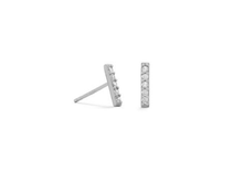 Load image into Gallery viewer, Sterling Silver Stone Bar Earrings - 925 Sterling Silver